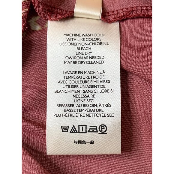 Free People S Boho Floral Tie Front Blouse Top Small NWT Burgundy Long Sleeve - Picture 12 of 13